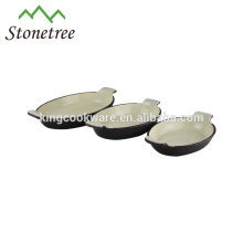 High quality oval enamel coating cast iron gratin pan/soup pan/dish